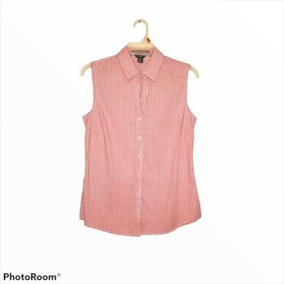 Eddie Bauer Travex Packable Plaid Button Down Outdoor Blouse Tank Top - Picture 2 of 5